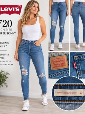 Levi's 720 High Rise Super Skinny Jeans - Blue